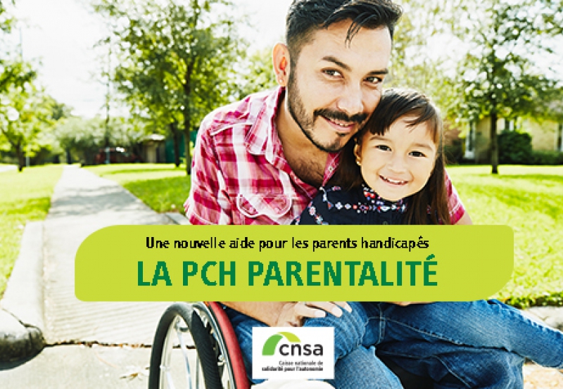 Visuel PCH parentalité - un parent en fauteuil roulant et son enfant 